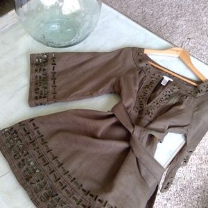 DVF Soleil & Swim 100% linen Olive Green sun dress